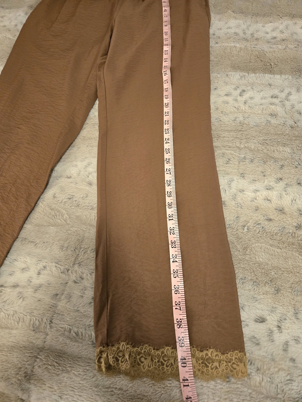 Divided Brown Lace Trimmed Wide-Leg Drawstring Pants - Picture 7 of 10